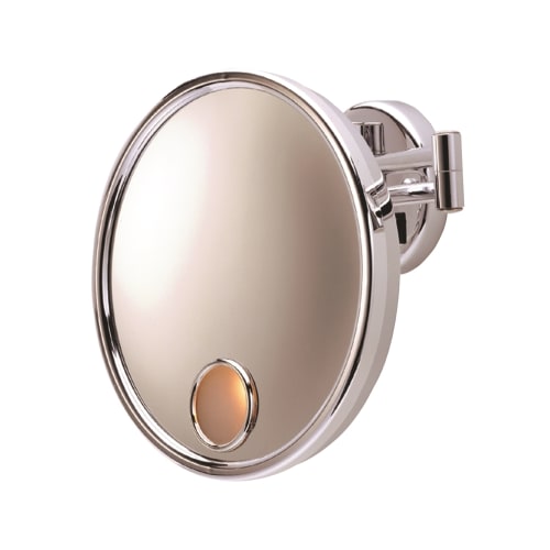 Jerdon® Lighted Wall Mirror, 3x Magnification, 9" Diameter, Direct Wire, Chrome